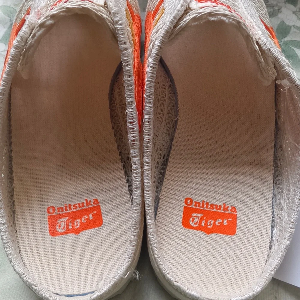 Onitsuka Tiger Cream Sneakers with Orange Accents